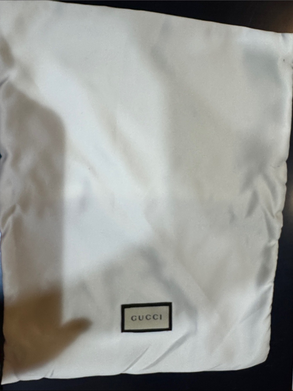 Gucci White Satin Logo Pouch Dust Bag
